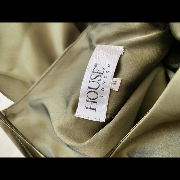 House of CB satin Mischa midi dress in Khaki size M - Picture 2 of 6